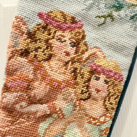 🎄3/$20‼️Vintage Wool Needlepoint Angel Christmas Stocking - Picture 5 of 11